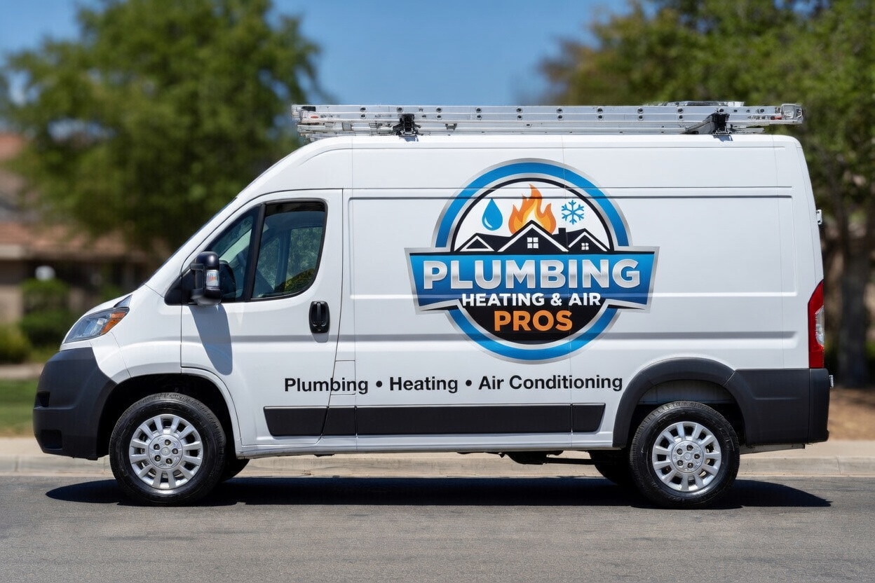 Local plumbing heating and air service van serving San Francisco
